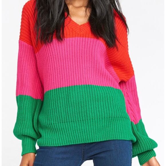 Show Me Your Mumu Mina Sweater Size XS Feliz Stripe Oversized Maximalist Xmas - Picture 6 of 13